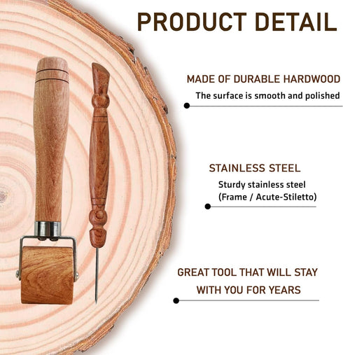 Savina Seam Roller & Stiletto for Sewing/Quilting - Wooden Pressing Roller, Easy to Grip Handle - Wooden Sewing Quilting Tools Set...