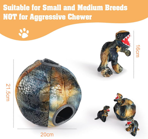 vocheer Squeaky Dog Toy, Dinosaur Hide and Seek Dog Toy Puzzle Interactive Pet Toy for Medium/Small Dogs, Random Color...