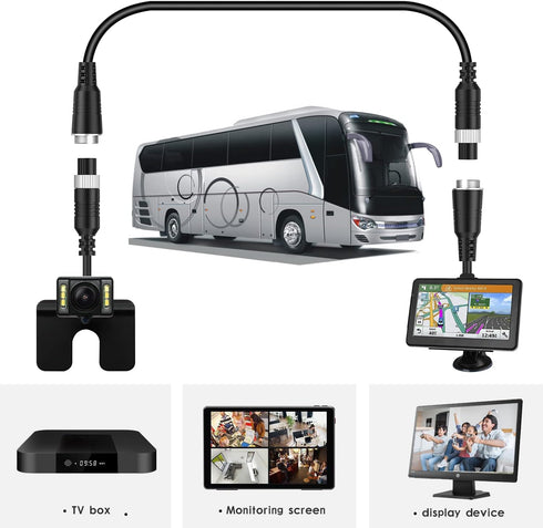 EKYLIN 16FT 5M Car Video Extension Cable 4-Pin Aviation Waterproof Shockproof for CCTV Rearview Camera Truck Trailer Camper Bus Motorhome Vehicle ...