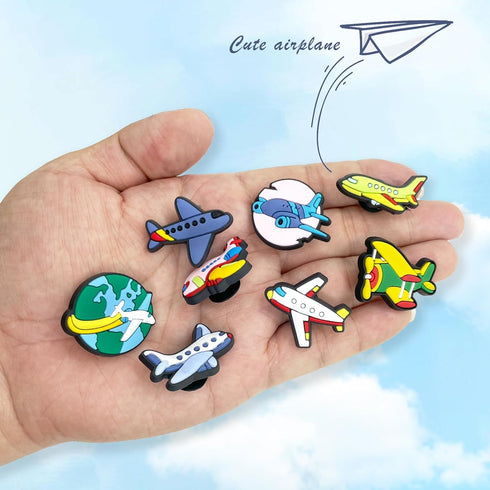 20Pcs Airplane Shoe Charms for Clogs Sandals Bracelet Wristband Slippers Water Shoes, Aircraft Helicopter Shoe Decoration Charms...
