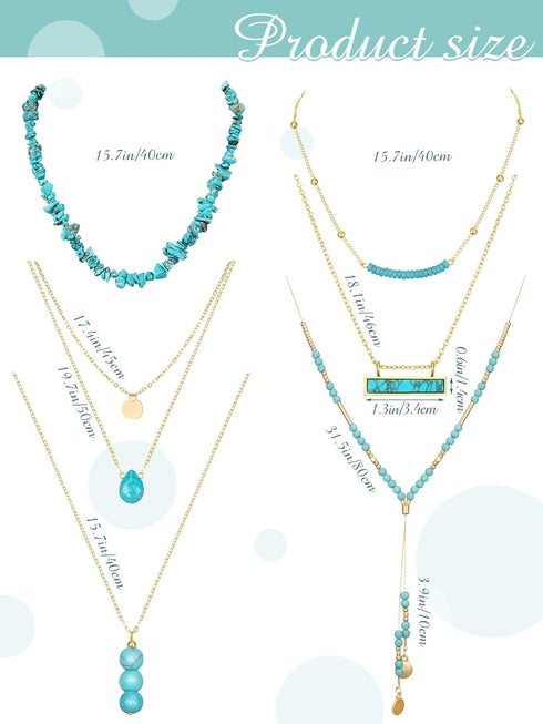 6 Pcs Western Necklaces for Women Girl Gold and Turquoise Necklace Boho Layered Pendant Jewelry Set for Cowgirl Cowboy...