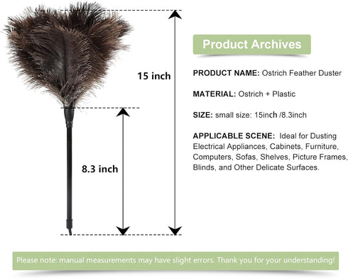 Ostrich Feather Duster – Reusable, Anti-Static Design for Cleaning Delicate Items, Antiques, Electronics, and More, 3-Pack, 15-Inch – Perfect for ...