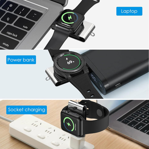 Criacr Portable Magnetic 2 in 1 Wireless Charger for Apple Samsung Watch, Wireless Fast Watch Charger Stand, Compatible with Apple Watch Series 8 ...