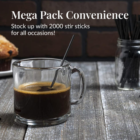 Prestee Plastic Coffee Stirrers, 2000ct, 5" - Plastic Straws, Drinks and Coffee Stir Sticks, Cocktail Swizzle Sticks, Disposable Stir Stick, Drink...