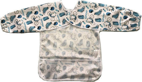 MUMBABY Baby Bib Sleeved Shirt with Pocket 1-3 Years Old Toddler Smock, Waterproof and Washable (Summer Bike)...