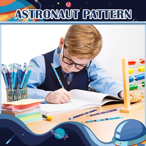 48 Pieces Space Themed Pencils Fun Astronaut Pencils Wooden Pencil Kids Space Party Favors Pencils with Eraser HB Kids' Drawing Pencils Teacher Su...