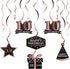 LINGTEER Happy 10th Birthday Decorations - 12 Pcs Birthday Black & Rose Gold Foil Swirls Streamer Set,Cheers to Ten Years Old Bday Party Gift Deco...