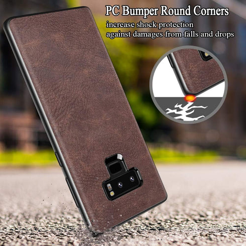 SALAWAT Compatible with Galaxy Note 9 Case Slim PU Leather Vintage Shockproof Phone Cover Lightweight Premium Soft TPU Bumper Hard PC Hybrid Prote...