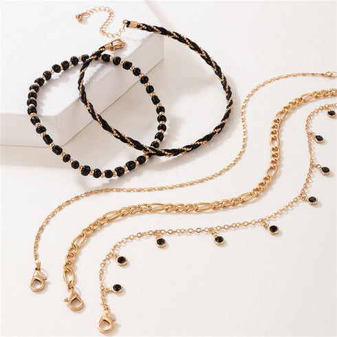 5Pcs Bohemain Layered Beaded Ankle Bracelets for Women,Dainty Stackable Seed Beads Ankle Bracelets Elastic Foot and Hand Chain Jewelry...