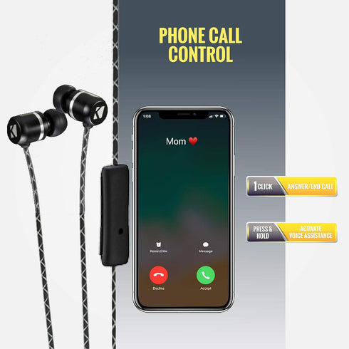 KICKER Microfit 46EB94 Wired Earbuds | in-Ear Noise-Isolating Earphones Silicone Ear Tips 3 Sizes | in-Line Mic and Multi-Function Button | Clear ...