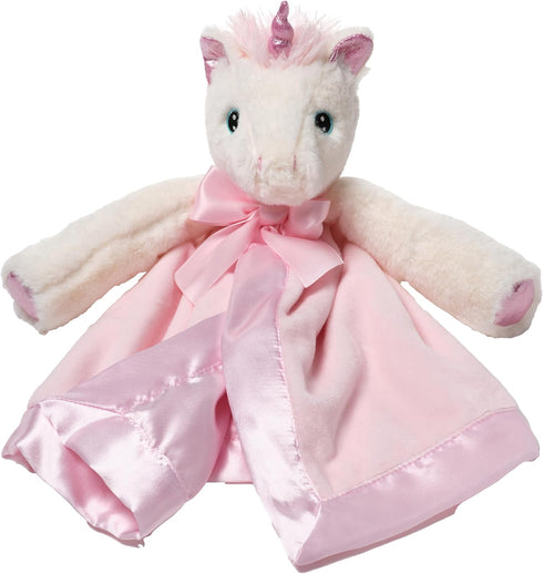 Bearington Baby Dreamer Snuggler - 15 Inch White and Pink Unicorn Plush Stuffed Animal Security Blanket Lovey for Babies - Plush Blanket...