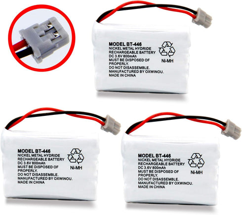 BT446 BT-446 Phone Battery Compatible with for Uniden BBTY0503001 BT-1004 BT-1005 GE-TL26402 BT-504 CPH-488B Handset Phone 3.6V 800mAh (3- Pack)...