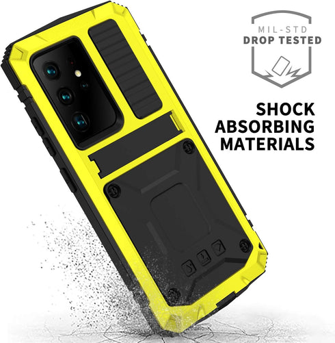 Galaxy S22 Ultra Rugged case,Metal Bumper Built-in Screen Protector&Stand,Waterproof, dustproof and Drop-Proof,Heavy Duty Rugged Military Cover (Y...