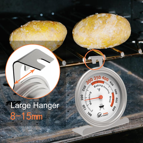 3" Extra Large Oven Thermometer Easy to Read NSF Accurately with Large Hook and Panel Base for Hang or Stand Easily,Safe Leave in Oven for Long ti...