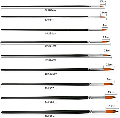 Nylon Paint Brushes Set, Inclined Plane Wooden Long Handle Brush Set Art Artist Professional Painting Supplies for Acrylic Watercolor and Oil Pain...