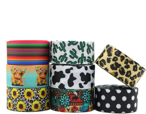 David accessories Leaves Grosgrain Ribbon Tape 1" Wide x 40 Yards Total-8 Rolls 5 Yards for DIY Handmade Hair Bow Headwear Wedding Festival Home P...