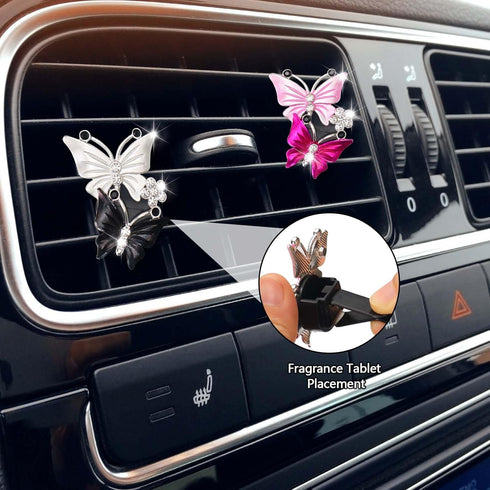 1 Set Butterfly Car Interior Air Freshener Vent Clips, Cute Car Mirror Hanging Accessories with Air Vent Clips,Pink car Accessories for Mirror and...