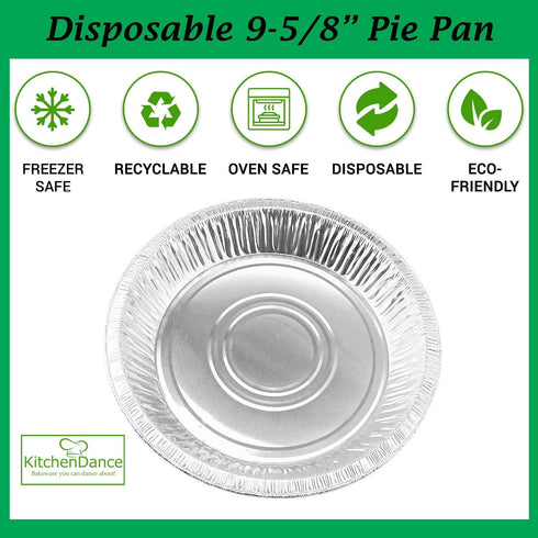 KitchenDance 10" Disposable Aluminum Foil Pie Pans - Pack of 12 | Strong & Sturdy Pie Tins for Bakers, Cooking, Kitchen, Cooks, Bakeries, Business...