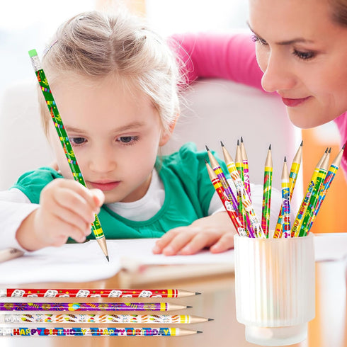 Fancy Land Happy Birthday Pencils 50PCS Wooden Pencil with Eraser Classroom Teacher Award for Kids...