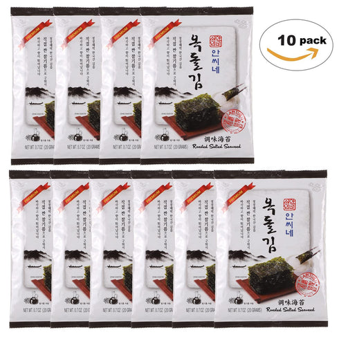 NUGU ??, Premium Korean Roasted Seaweed Sheets, Snack and Light Salted, Big Sheets, Gim Nori Snack, Pack of 10...