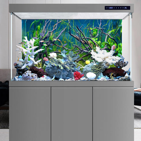 AWERT 72x24 inches Tropical Fish Tank Background River Bed & Lake Aquatic Plant Undersea Tree Branch Aquarium Background Vinyl...