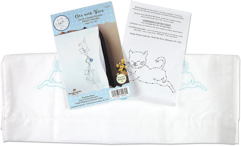 Tobin Cats with Yarn Stamped for Embroidery Pillowcases, Standard......