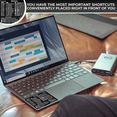 Synerlogic Windows PC Reference Keyboard Shortcut Sticker | Vinyl, No-Residue Adhesive Windows Shortcut Sticker for PC Laptop or Desktop | Shortcu...