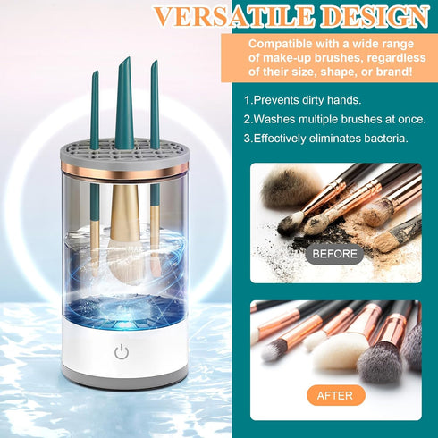 Makeup Brush Cleaner Machine, Electric Cosmetic Brush Cleaner, Makeup Brush Cleaner and Dryer for All Size Beauty Makeup Brush Set, Eyeshadow, Blu...