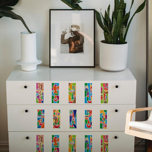 FINGERINSPIRE Faces Painting Stencil Template 11.8x11.8inch Reusable Abstract Faces Paterrn Stencil Geometric Art Faces Stencil Decoration Crafts ...