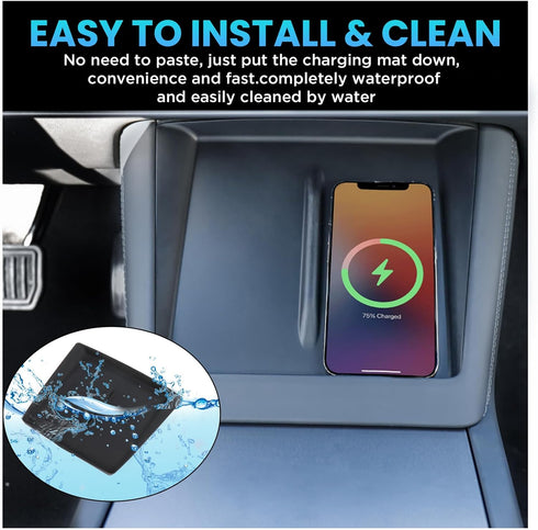 Carwiner Center Console Wireless Charger Silicone Mat for 2024 Tesla Model 3 Highland Interior Accessories (Black)......