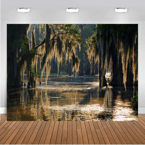 7x5ft Swamp Landscape Water Jungle Trees Woodland Forest Rainforest Backdrop Party Photography Studio Background...