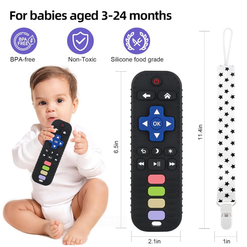 Chuya Baby Remote Control Teether Toy Chew Toy for Babies 0-24 Months Teething Relief Baby Toys for Infants Black+Purple...
