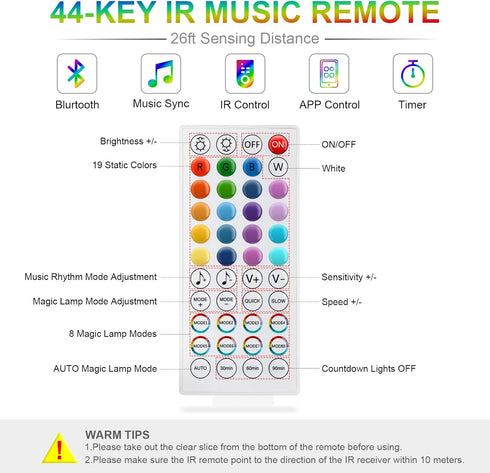 RGBZONE Bluetooth LED Controller with APP Control, 3-PIN Dream Color LED Controller, Music Sync, IR Remote for 5v-24V WS2812B WS2811 WS2812 LED St...