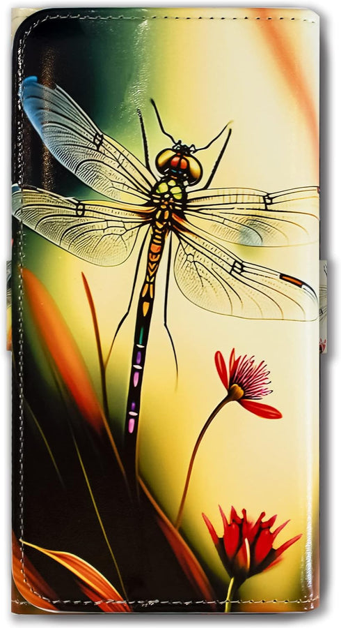 Bcov Galaxy S24 Case,Colorful Dragonfly Style Leather Flip Phone Case Wallet Cover with Card Slot Holder Kickstand for Samsung Galaxy S24...