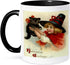 3dRose mug_47024_4 "Halloween Greetings - cat, cute, girl, costume, halloween, trick or treat, witch" Two Tone Black Mug, 11 oz, Multicolor...