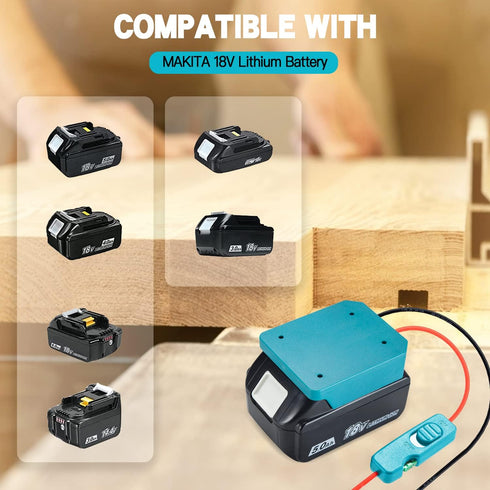 Upgraded 18V Battery Adapter for Makita 18V Battery Adapter All-in-one Design of The Fuse and Switch Power Tool Battery Converter Kit 14 Gauge wit...