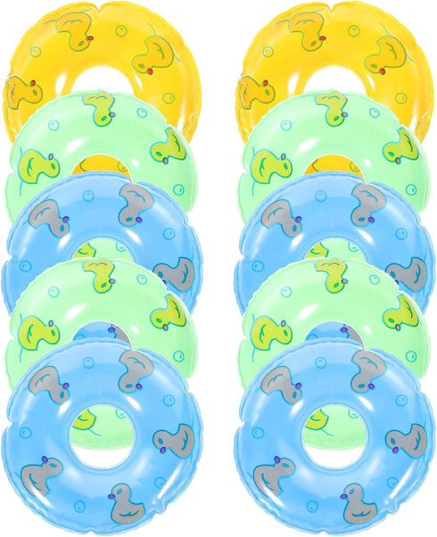 Toyvian 10pcs Mini Swim Rings Doll Lifebuoy Inflatable Doll Inflatable Toy Mini Swim Tube Pool Toys Doll Girl Supplies Aid Float Rings Swimming To...
