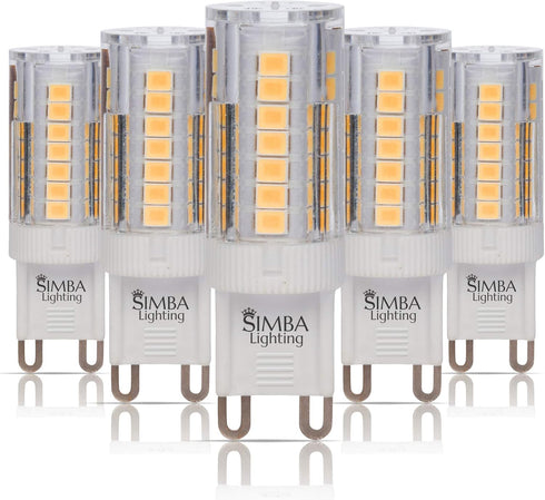 Simba Lighting G9 LED Light Bulb (5 Pack) 4W T4 40W Halogen Replacement for Pendants, Ceiling Lights, Desk Lamp, Wall Sconce, 120V JCD Bi-Pin Base...