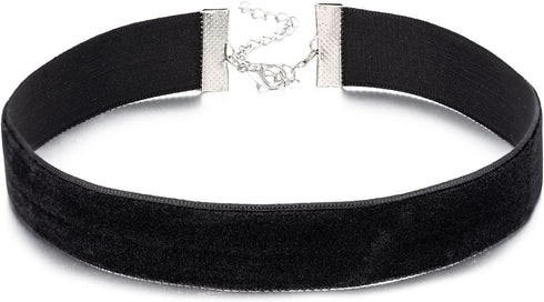 Black Velvet Ribbon Choker Necklace for Women, Gothic Jewelry, Halloween Birthday Party Cosplay, Wide 3/4 inch (2cm)...