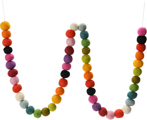 Creative Co-Op Wool Felt Ball Garland, Multi Color...