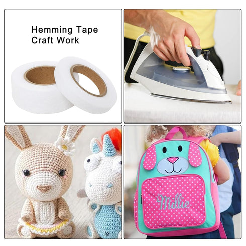 2 Rolls Iron on Hem Tape, Fabric Fusing Hemming Tape, No Sew Fabric Tape for Pains, Curtains, Clothes, Each 22 Yards (White 0.4inch, 1inch in Widt...