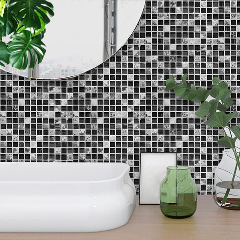 funlife 10Pcs Peel and Stick Tile Backsplash for Kitchen, Self-Adhesive DIY Waterproof Stickers, Vinyl Wall Decals Bathroom Decor, Mosaic Creative...