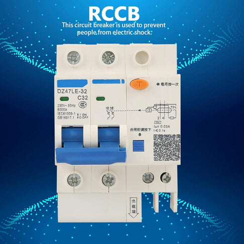 Current Circuit Breaker, 230V 32A 30mA Current Circuit Breaker DZ47LE-32 2P+N C32...