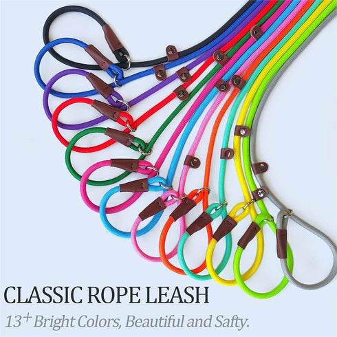 MayPaw Slip Lead Control Leash for Dogs No Pull, 13+ Colors Classic Dog Leash 7FT Pet Slip Leash, 1/4” Rope Leash for Small Medium Animals, Turquo...