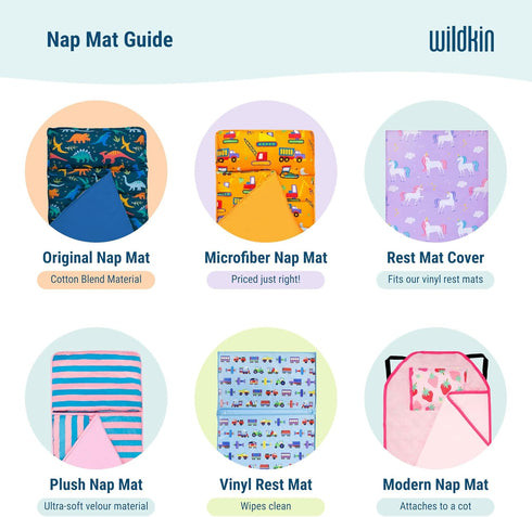 Wildkin Kids Cotton Nap Mat Cover – Soft, Sewn-in Flap, Durable & Fits 1.5" Vinyl Sleep Mats - Heroes...