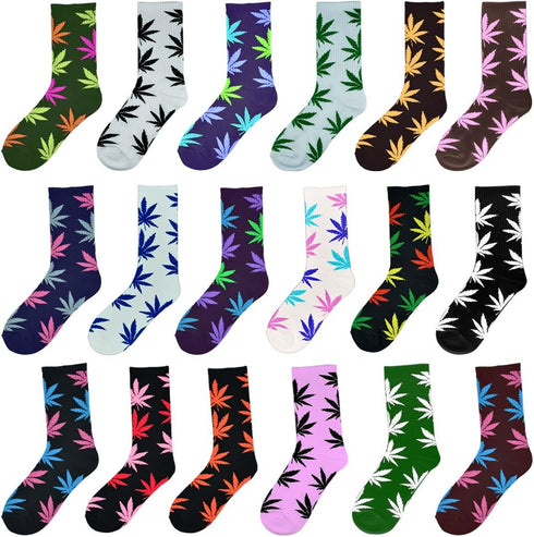 Lystaii 5 Pairs Weed Leaf Printed Cotton Socks Unisex Random Color Maple Leaf Printed Socks, One Size...