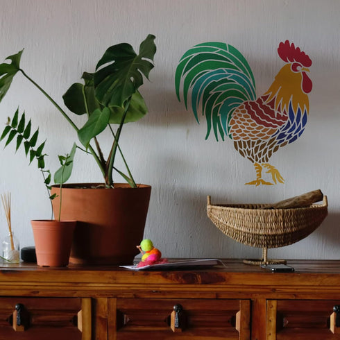 BENECREAT Large Rooster Pattern Plastic Painting Stencils, 12x12inch Farm Animals Poultry Drawing Template for Painting on Floors, Walls, Doors, T...