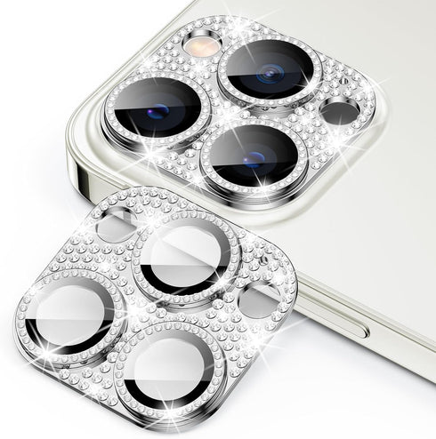 Goton for iPhone 15 Pro Max & 15 Pro Camera Lens Protector Bling Glitter, Diamond Metal Lens Cover Tempered Glass Screen Protector for 15 Promax /...