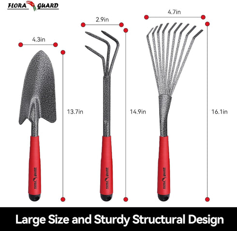 FLORA GUARD Garden Tools Set? 6 Pieces Heavy Duty, Large size Gardening Hand Tools, Sturdy & Durable, Classic Utility Tools for Planting and Maint...
