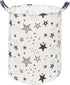 KUNRO Large Sized Round Storage Basket Waterproof Coating Organizer Bin Laundry Hamper for Nursery Clothes Toys (Black Star)...